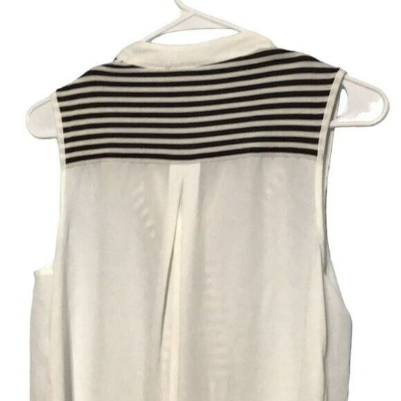 BCX Women's V-Neck Sleeveless Striped Scarf Top - Picture 7 of 9
